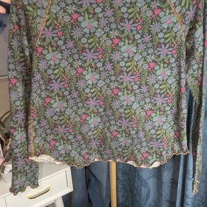 NATURAL LIFE Floral Long Sleeve Top - Pink, Blue, Green